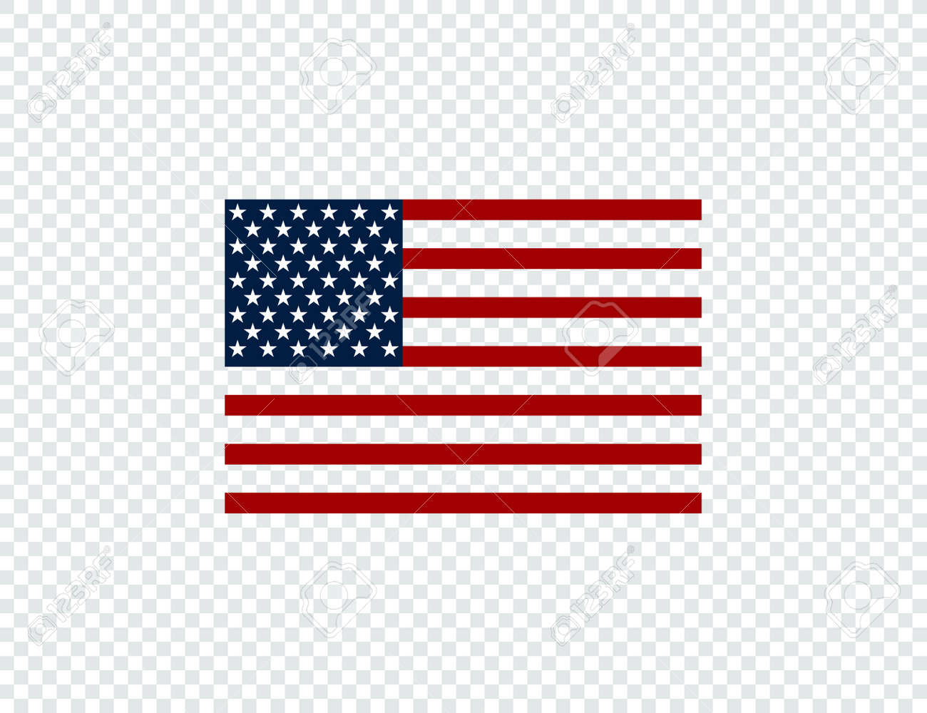 米国のフラグ。アメリカ国旗。透明な背景にフラグUSAのイラスト