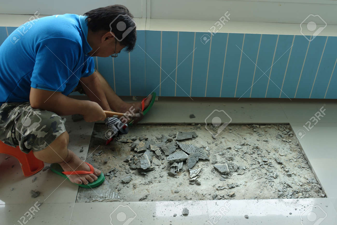 Homemade Replacing Floor Tiles The Man Was Broken And A Tile