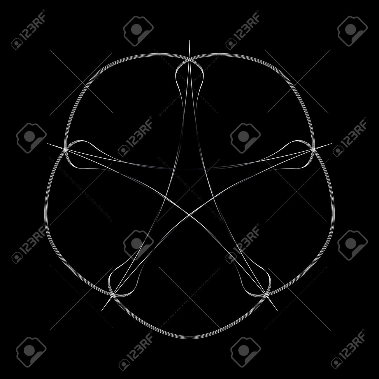 シンボルと左右対称の幾何学的なパターン フラクタル 五芒星のアイコン のイラスト素材 ベクタ Image