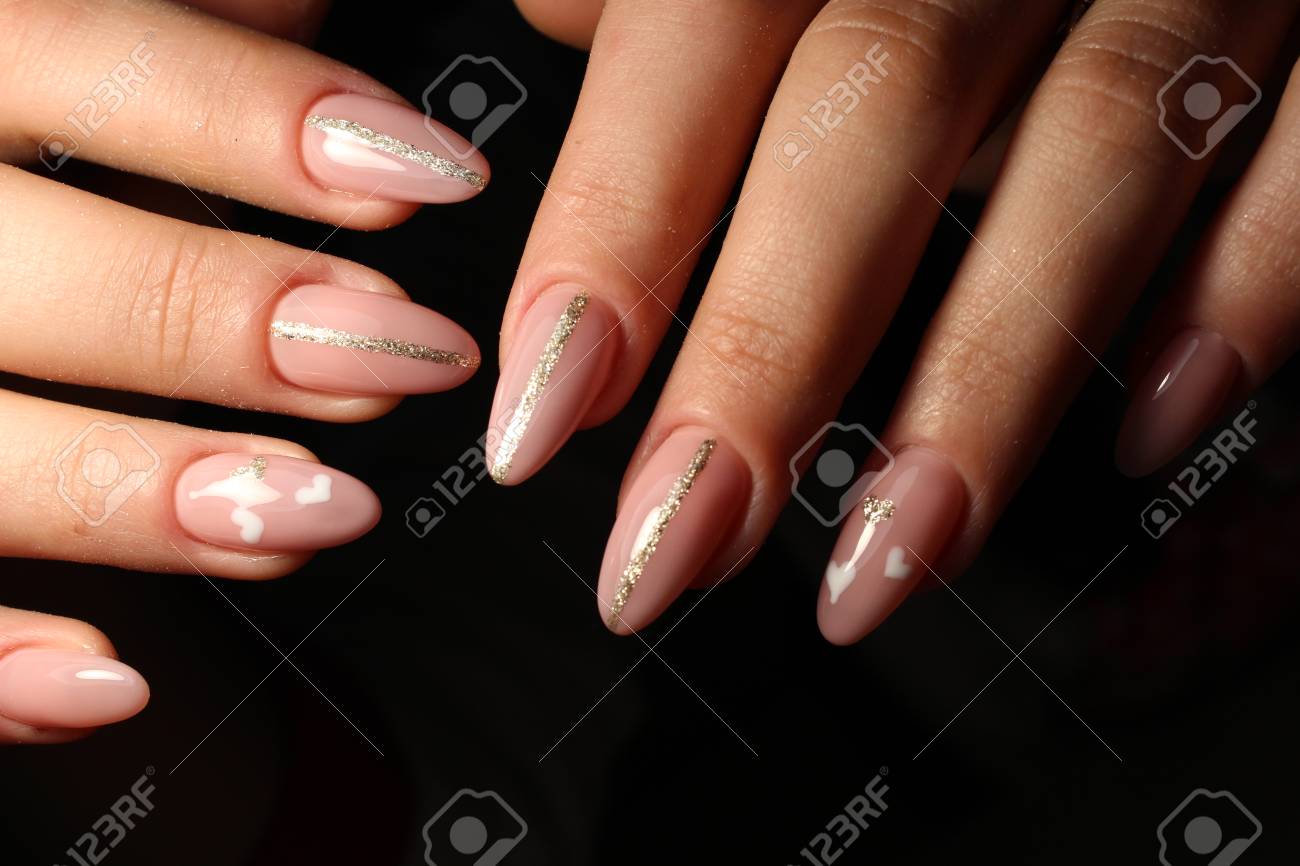 Closeup Of Woman Hands With Nail Design Trendy Crackle Nail Stock Photo Picture And Royalty Free Image Image