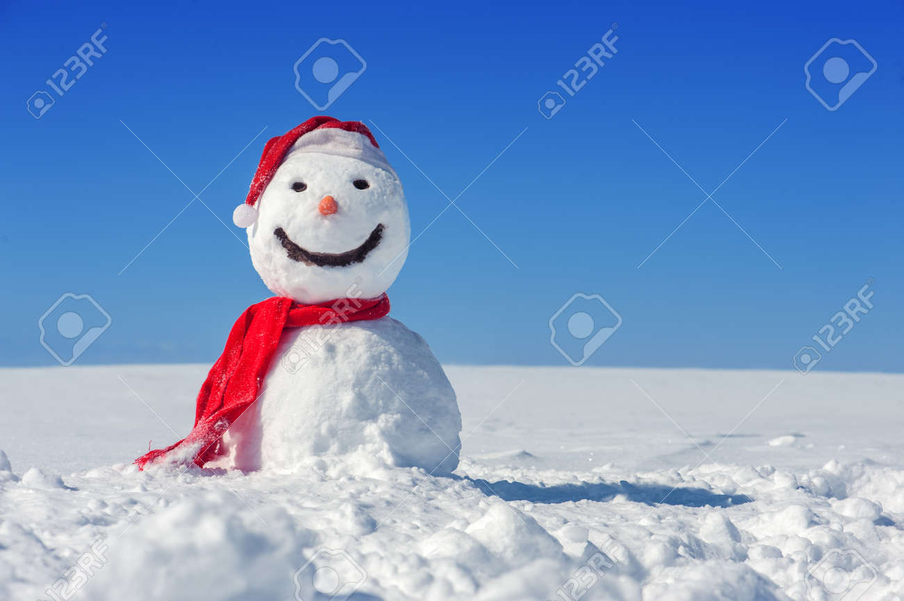 snowman on blue sky background - 23653147 snowman on blue sky background - 23653147