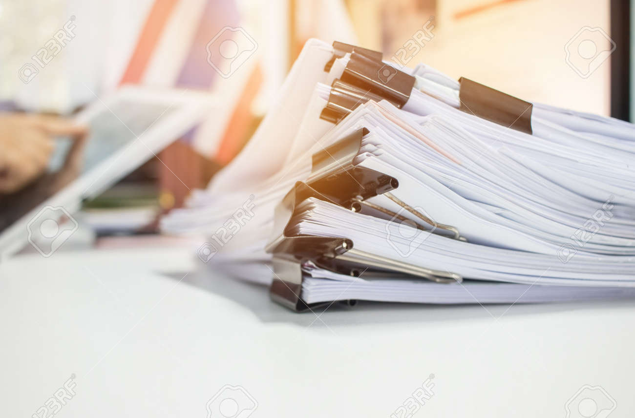 Paper Stack Pile Of Unfinished Documents On Office Desk Related Stock Photo Picture And Royalty Free Image Image