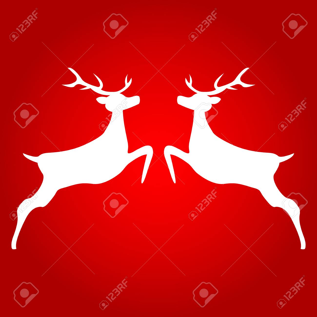 赤の背景に 2 つのトナカイ のイラスト素材 ベクタ Image