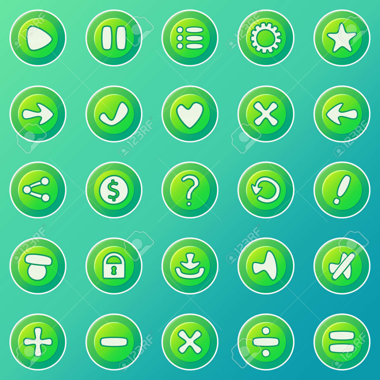 ゲームの Ui 設定 モバイル ゲームまたはアプリのボタンの緑色のベクトル コレクション のイラスト素材 ベクタ Image ゲームの Ui 設定 モバイル ゲームまたはアプリのボタンの緑色のベクトル コレクション のイラスト素材 ベクタ Image