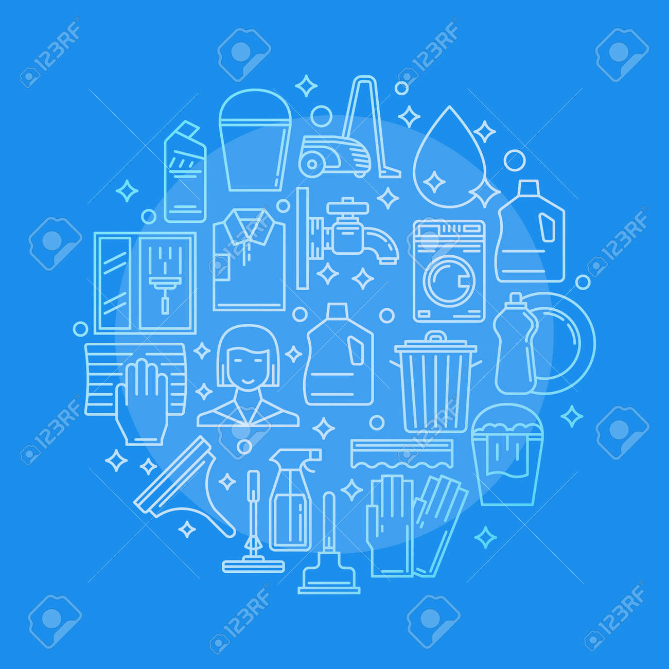 cleaning service illustration vector round cleaning supplies house cleaning signs