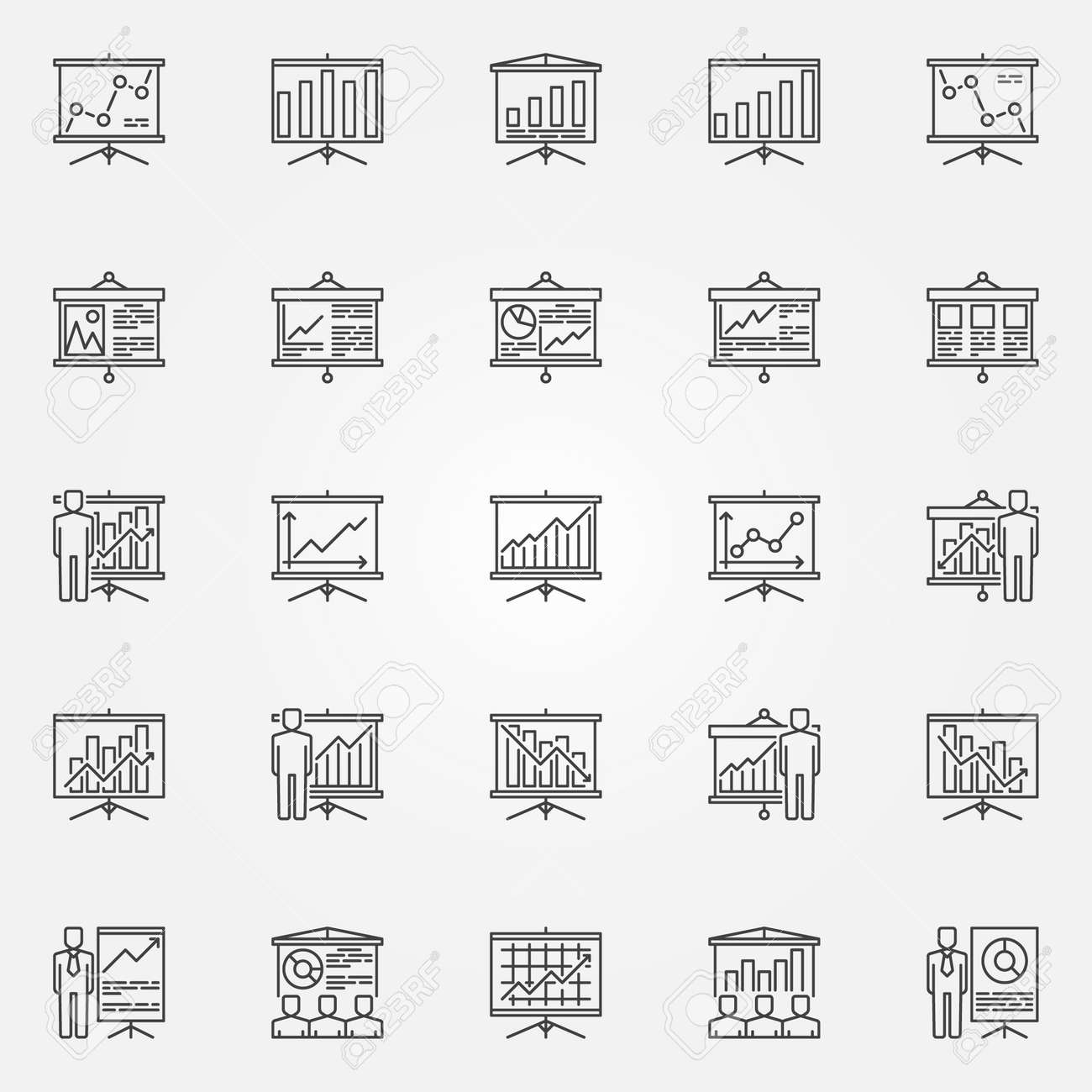 business presentation with diagrams icons vector set of presentation diagrams