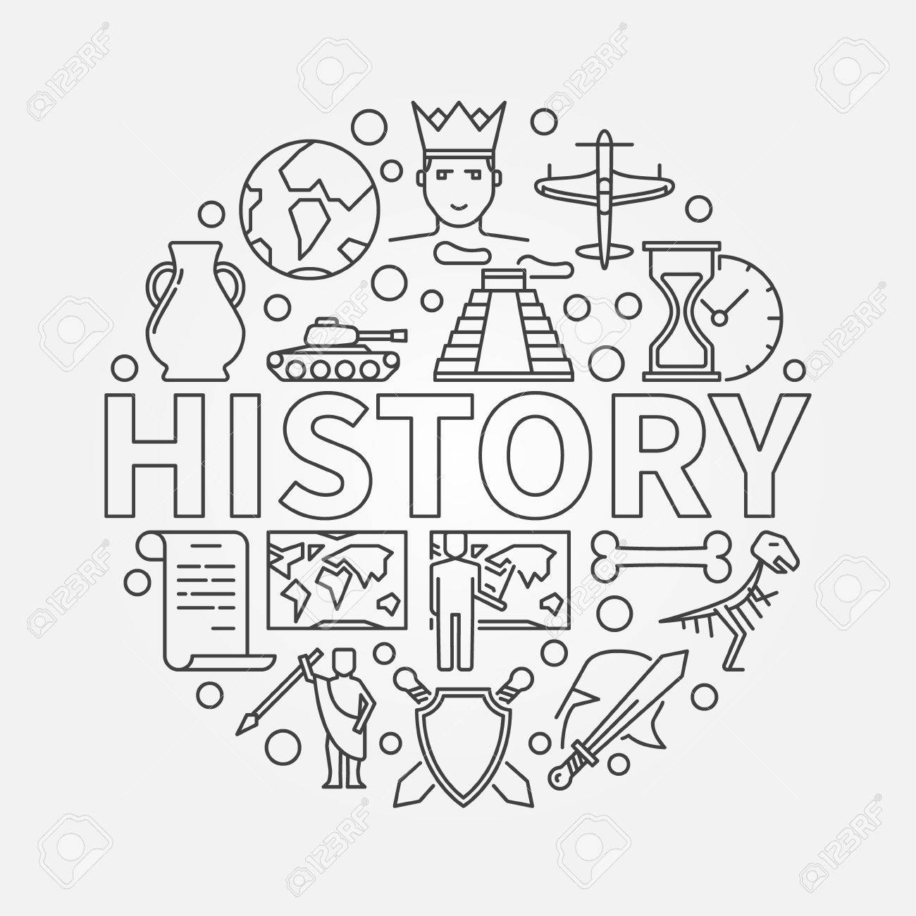 History Linear History School Subject Round Symbol Made With Thin Line  Icons Royalty Free SVG, Cliparts, Vectors, and Stock Illustration. Image  65831158., image size:1300x1300