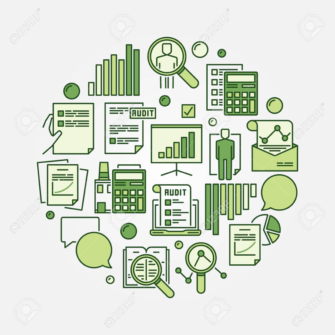 Audit Round Green Sign Vector Business Analytics And Analysis