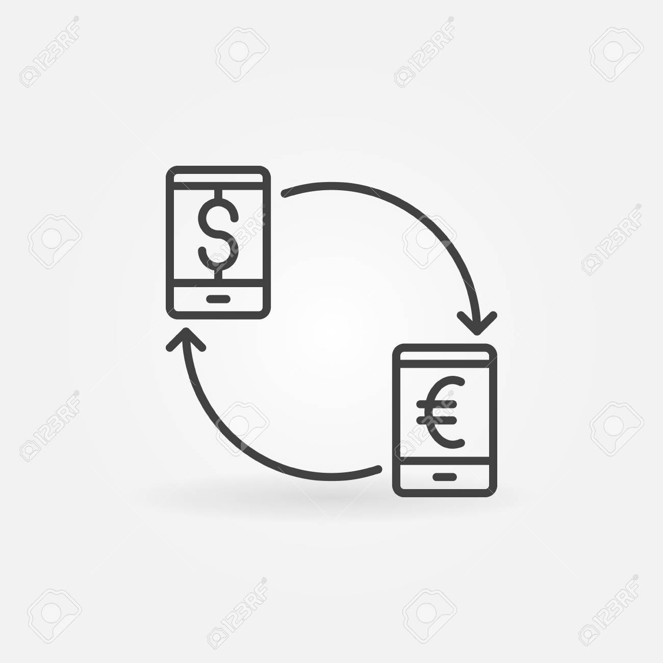 foto de archivo telfono inteligente icono de convertidor de divisas eur a usd convertido concepto de smbolo o logotipo elemento de estilo de lnea