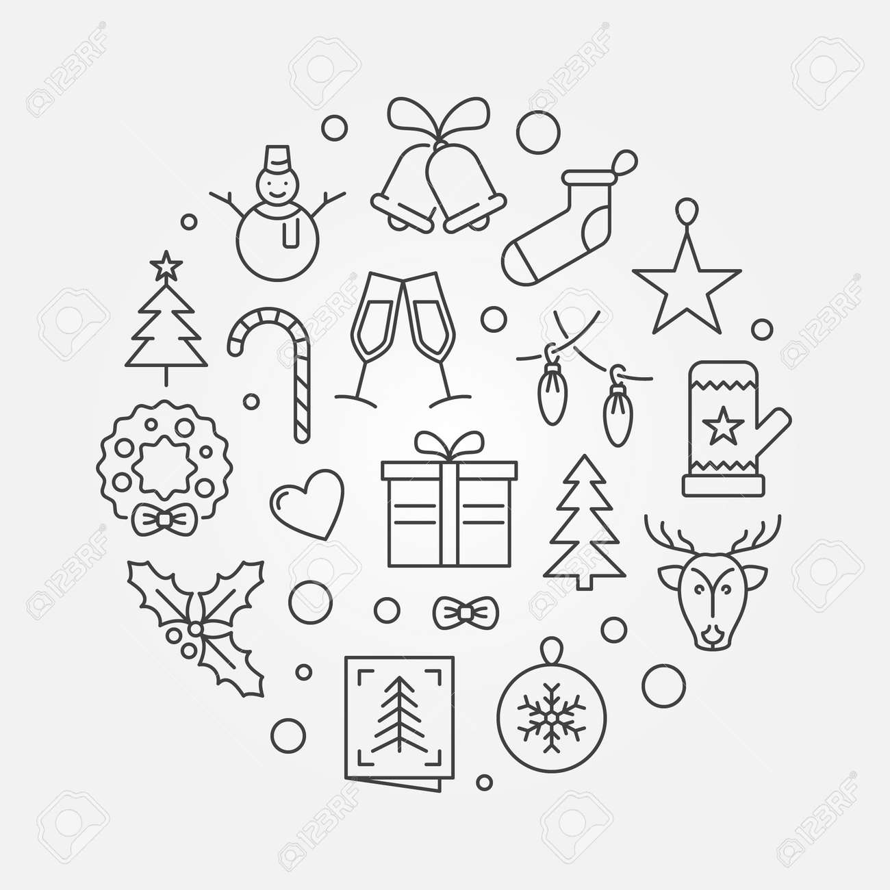 細い線スタイルでベクトルハッピー新年円形イラストのイラスト素材 ベクタ Image 90741422