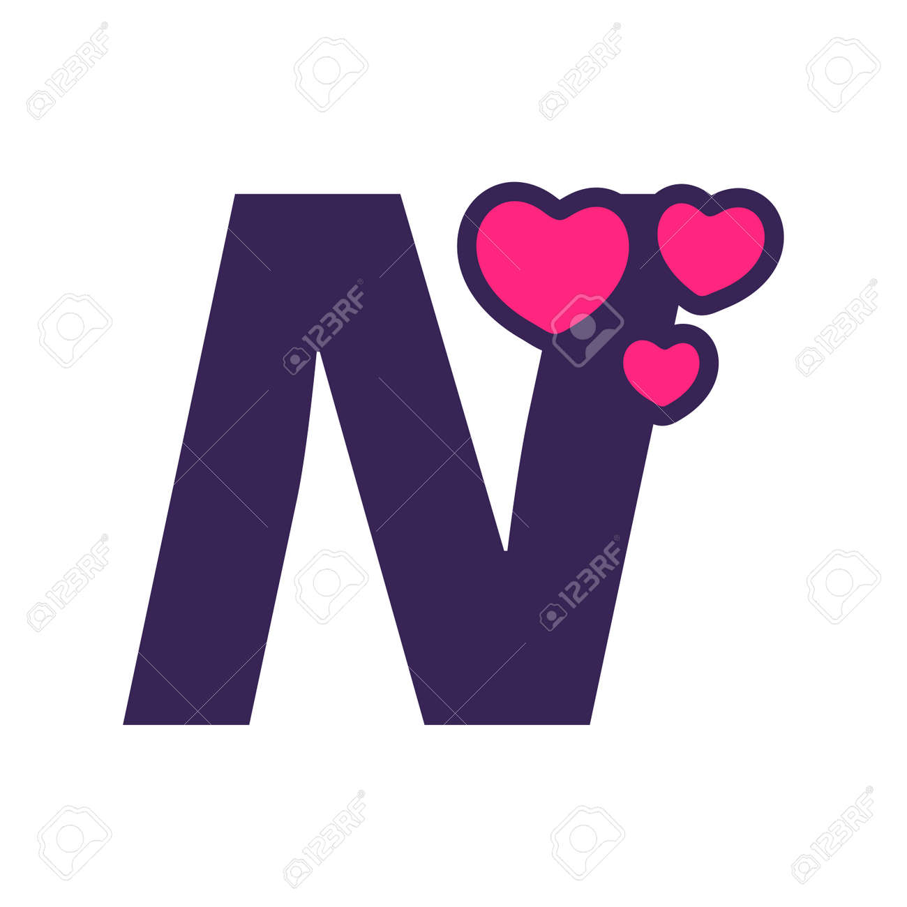 Cute And Charming Illustration Logo Design Initial N Love Royalty Free SVG,  Cliparts, Vectors, and Stock Illustration. Image 144933323., image size:1300x1300