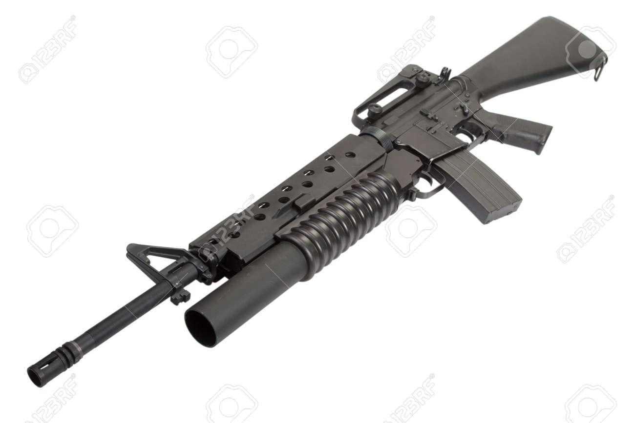 an m16a4 rifle equipped with an m203 grenade launcher stock photo