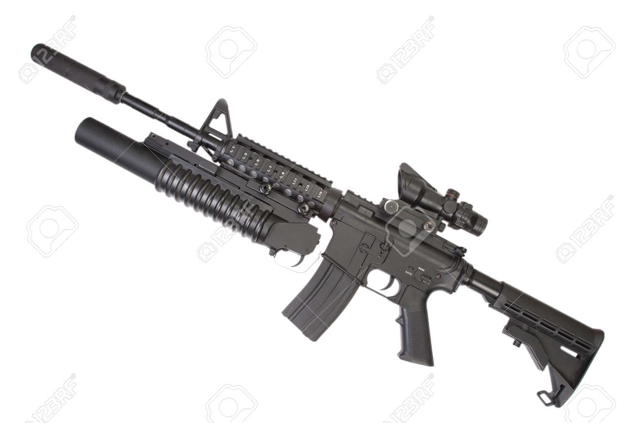 M3 グレネードランチャーとアサルトライフル の写真素材 画像素材 Image