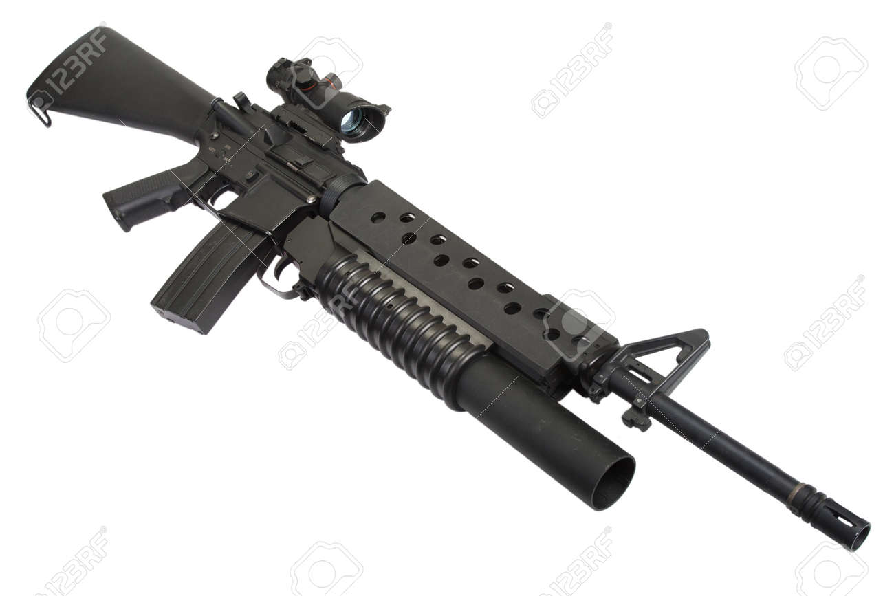 m203 グレネードランチャーと m16 ライフル ロイヤリティーフリーフォト