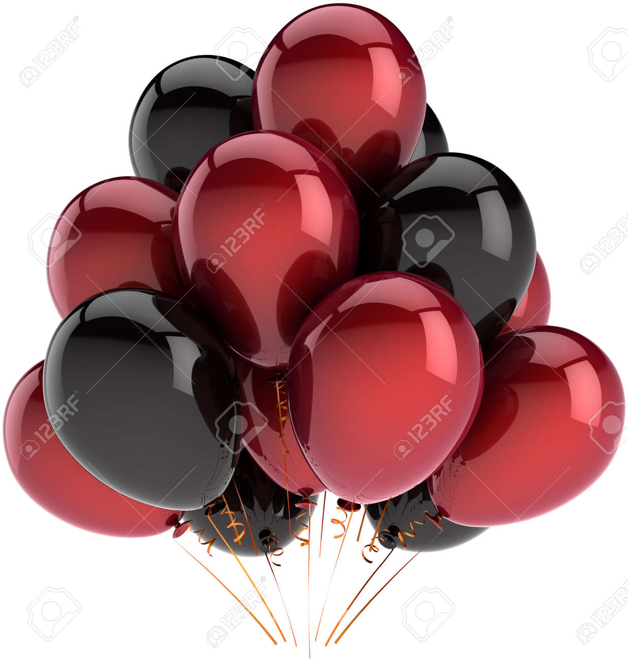Banque d\u0027images , Décoration de ballons fête anniversaire multicolore profonde rouge et noir. Résumé de la joie heureux amusant.