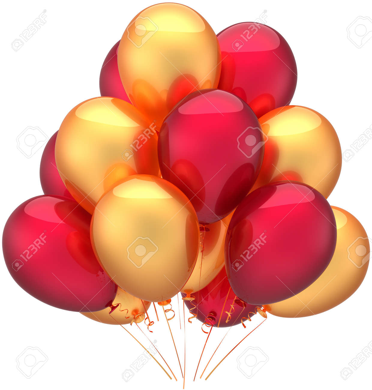 Joyeux Anniversaire Ballons Parti Decoration De Vacances Multicolore Or Rouge Resume De La Joie Heureux Pueril Concept De Celebration De Retraite Anniversaire Detail De Rendu 3d Isole Sur Fond Blanc Banque D Images