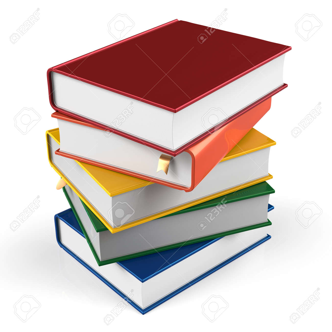 book stack of textbooks blank hard covers colorful books bookmark