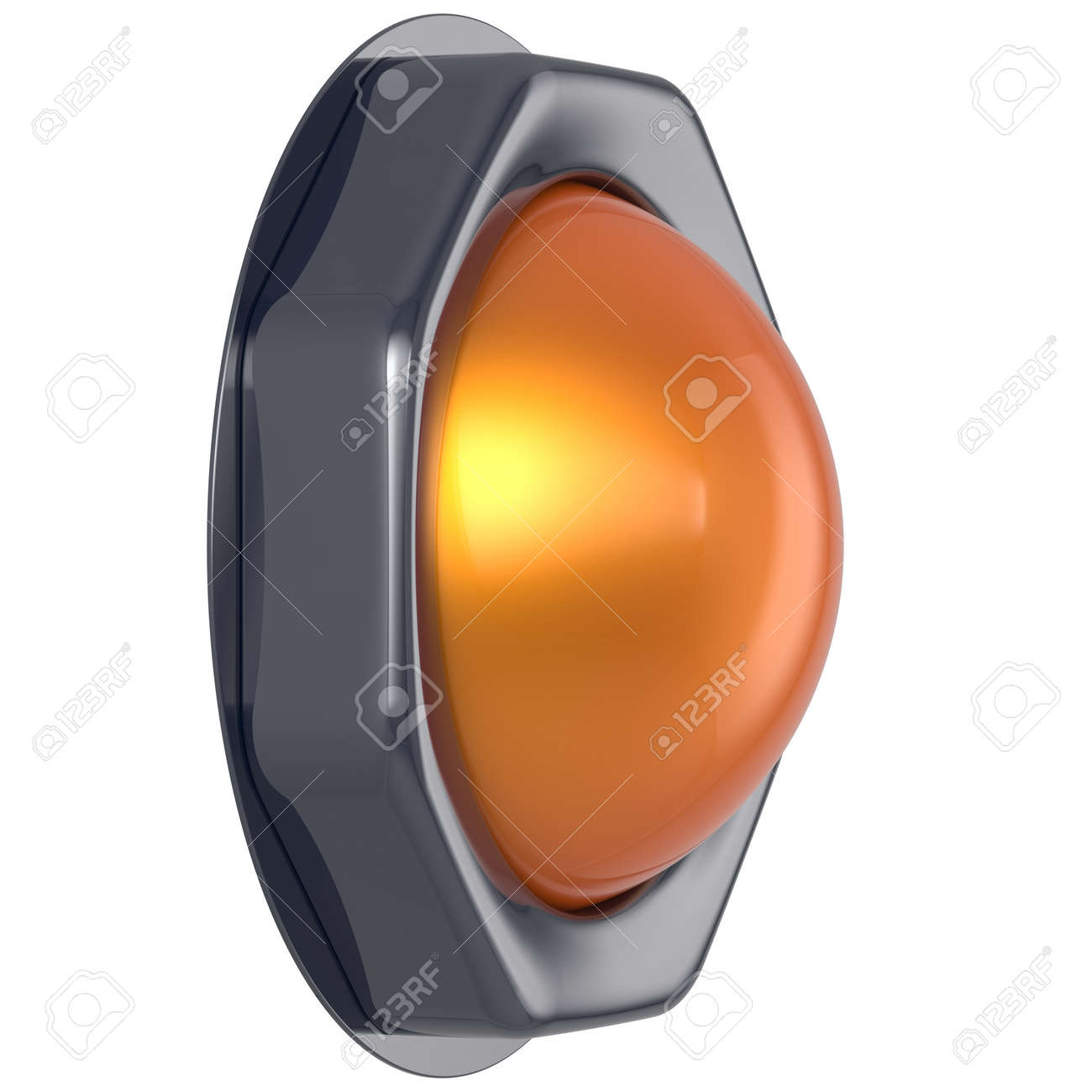 Bouton Tour Sur Poussoir Activer Élément Démarrage Hors Interrupteur Design Jaune Indicateur Orange D'allumage L'action Électrique Métallique JFlK1ucT3