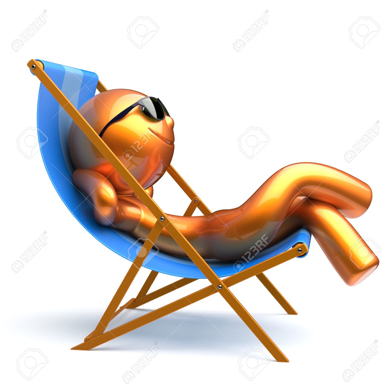 Man Plage Chilling Chaise Longue Smiley Lunettes De Détente Dessin Animé Confort Dété De Caractère Balancelle Chaise Longue Tourisme Bronzer Repos