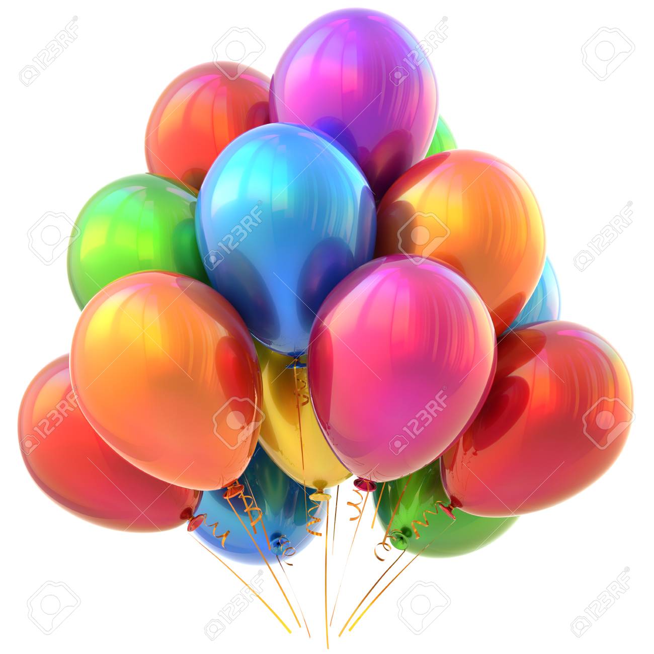 Ballons De Fete Joyeux Anniversaire Decoration De Carnaval Brillant Multicolore Colore L Anniversaire De Vacances Celebre L Element De Conception De La Carte De Voeux De Saint Sylvestre Illustration 3d Isolee Banque D Images Et Photos