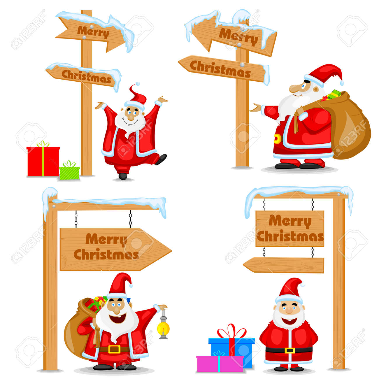 Easy To Edit Vector Illustration Of Santa Claus Near Signpost