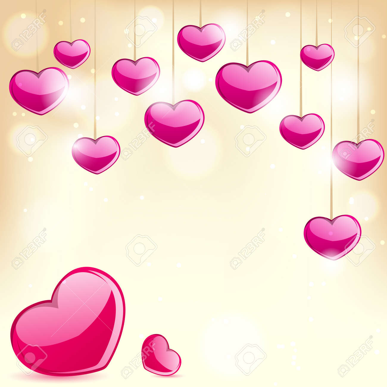 Easy To Edit Vector Illustration Of Love Background With Glossy ...