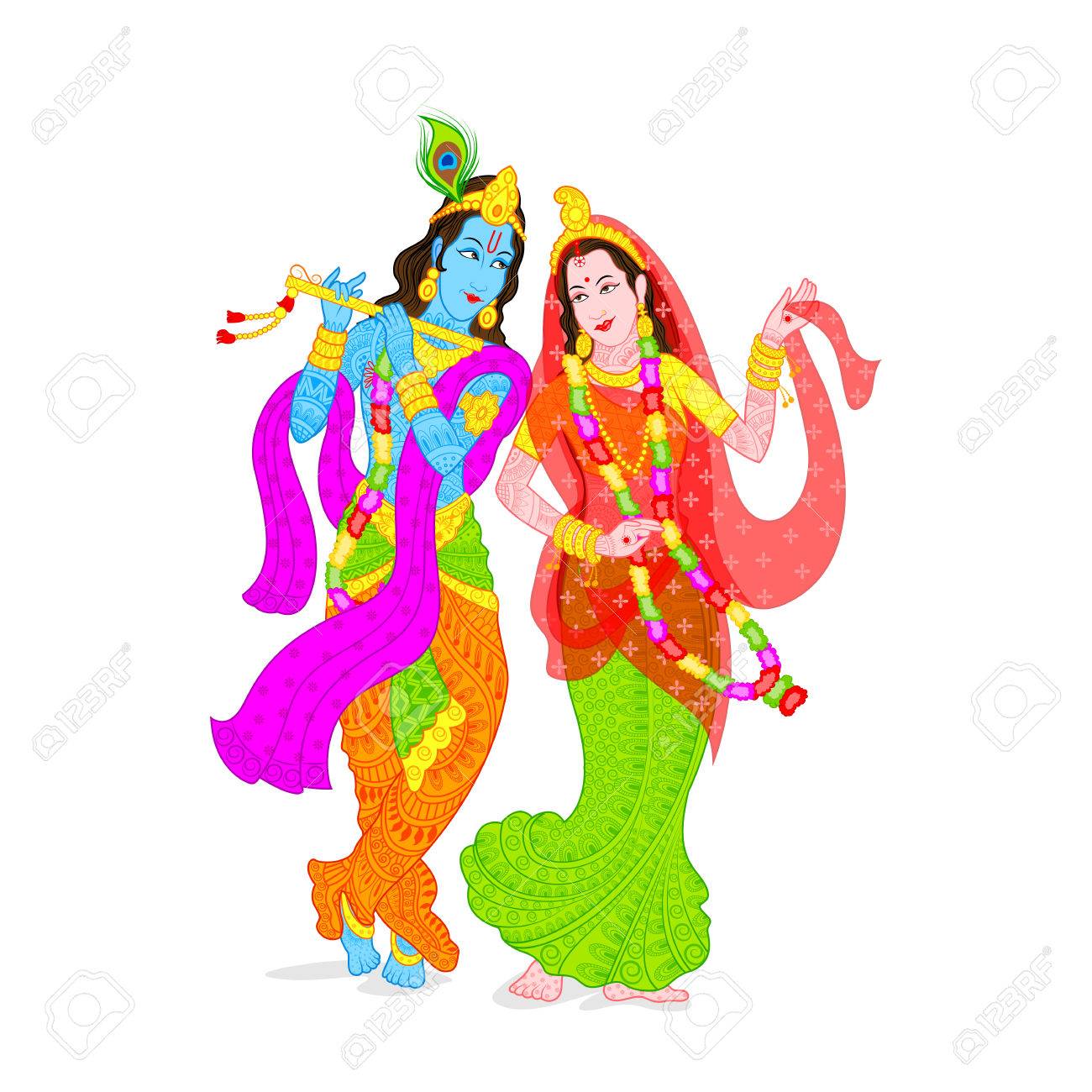 illustration of lord krishna and radha royalty free cliparts