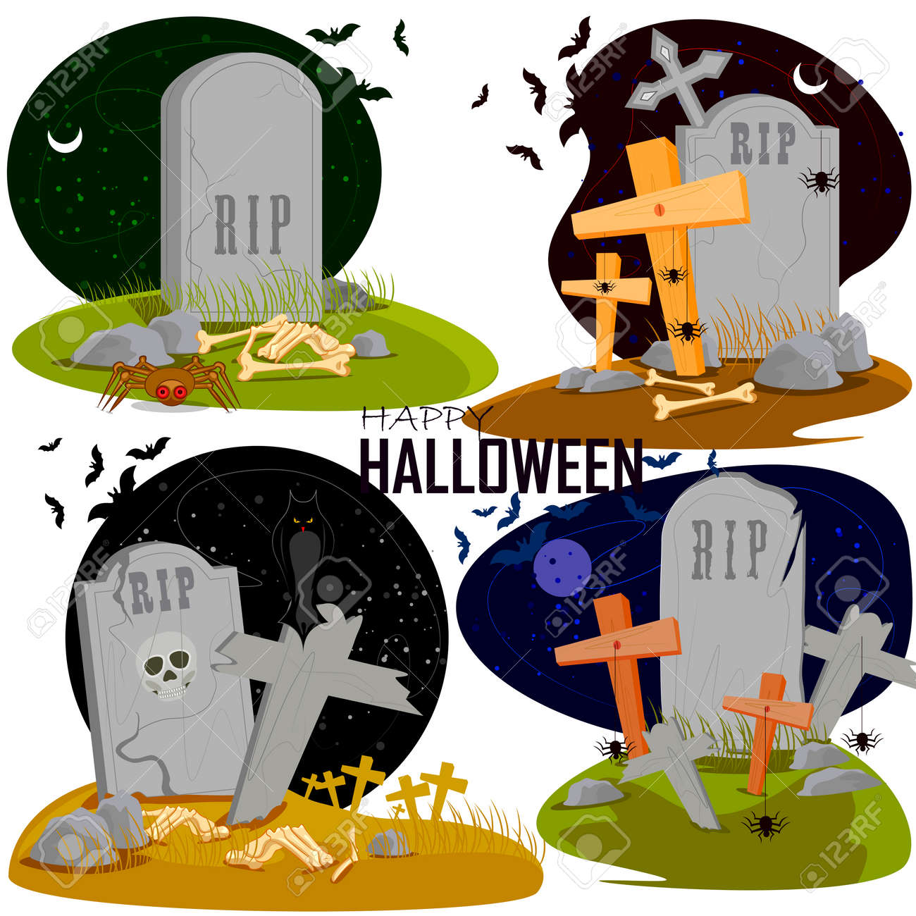 easy to edit vector illustration of happy halloween scary background