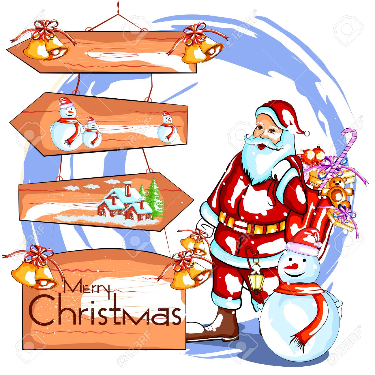 Easy To Edit Vector Illustration Of Santa Claus With Gift For