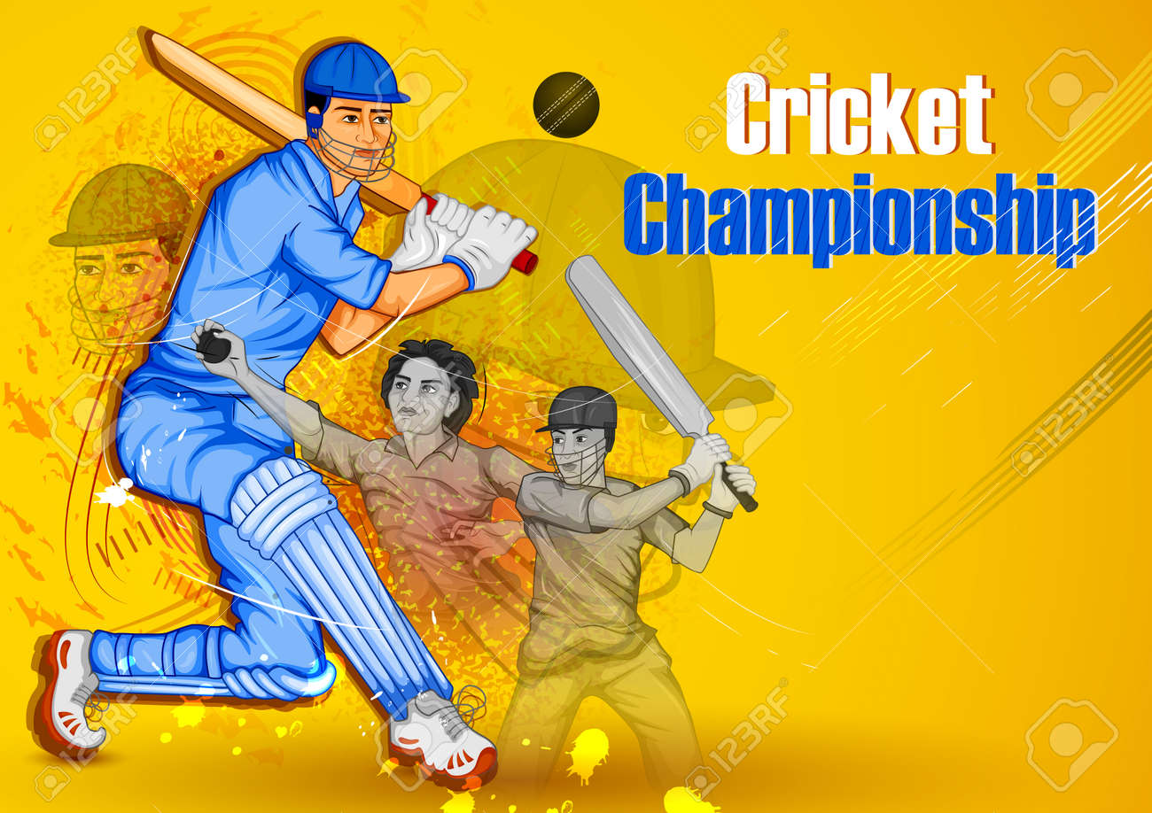 ベクタイラストでクリケットのゲームをプレイバットマンスポーツプレーヤー のイラスト素材 ベクタ Image