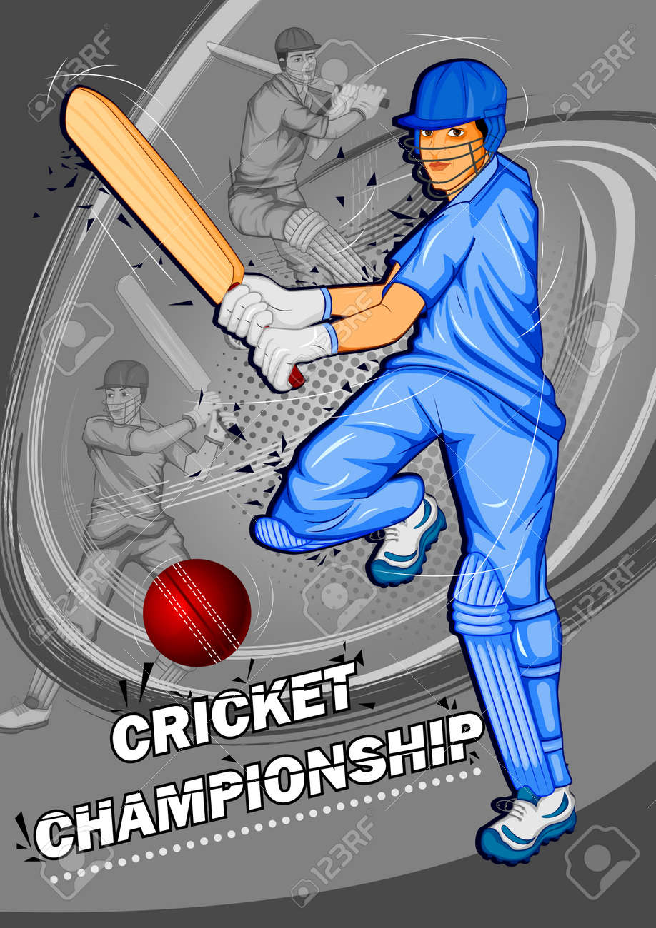 ベクタイラストでクリケットのゲームをプレイバットマンスポーツプレーヤー のイラスト素材 ベクタ Image