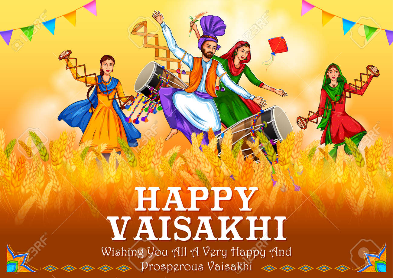 Happy Vaisakhi Punjabi Spring Harvest Festival Of Sikh Celebration ...