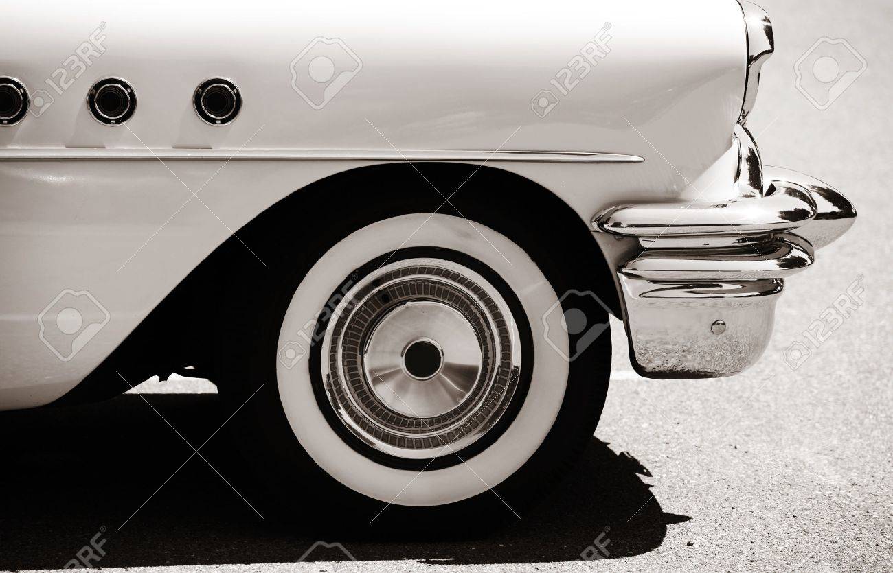 Side view of classic car with front wheel - 17068091 Side view of classic car with front wheel - 17068091