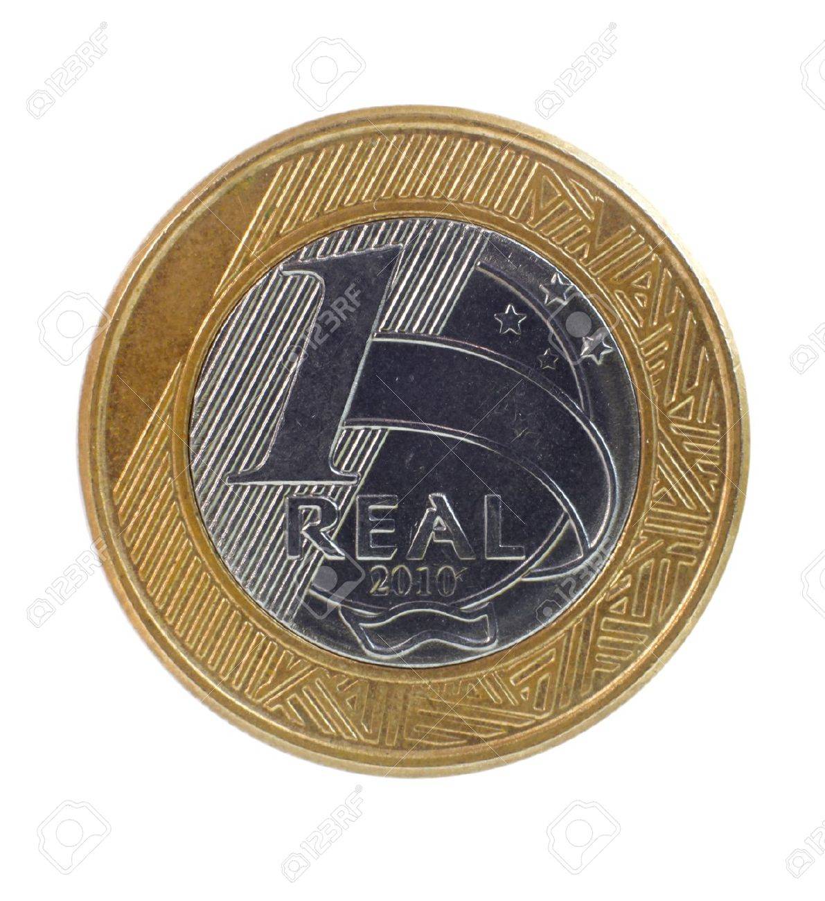 One single Brazilian real coin on white background - 20655172 One single Brazilian real coin on white background - 20655172