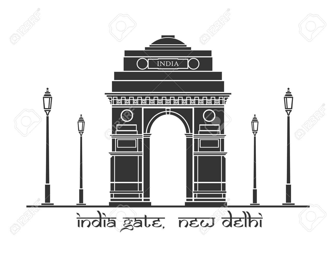 インド ニューデリーのインド門のイラストのイラスト素材 ベクタ Image 36875820
