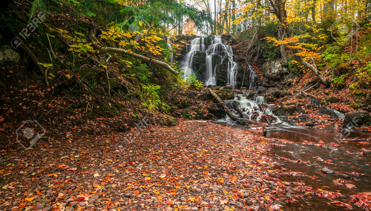 Scenic Hungarian water falls in autumn time in Michigan upper peninsula - 163916623 Scenic Hungarian water falls in autumn time in Michigan upper peninsula - 163916623