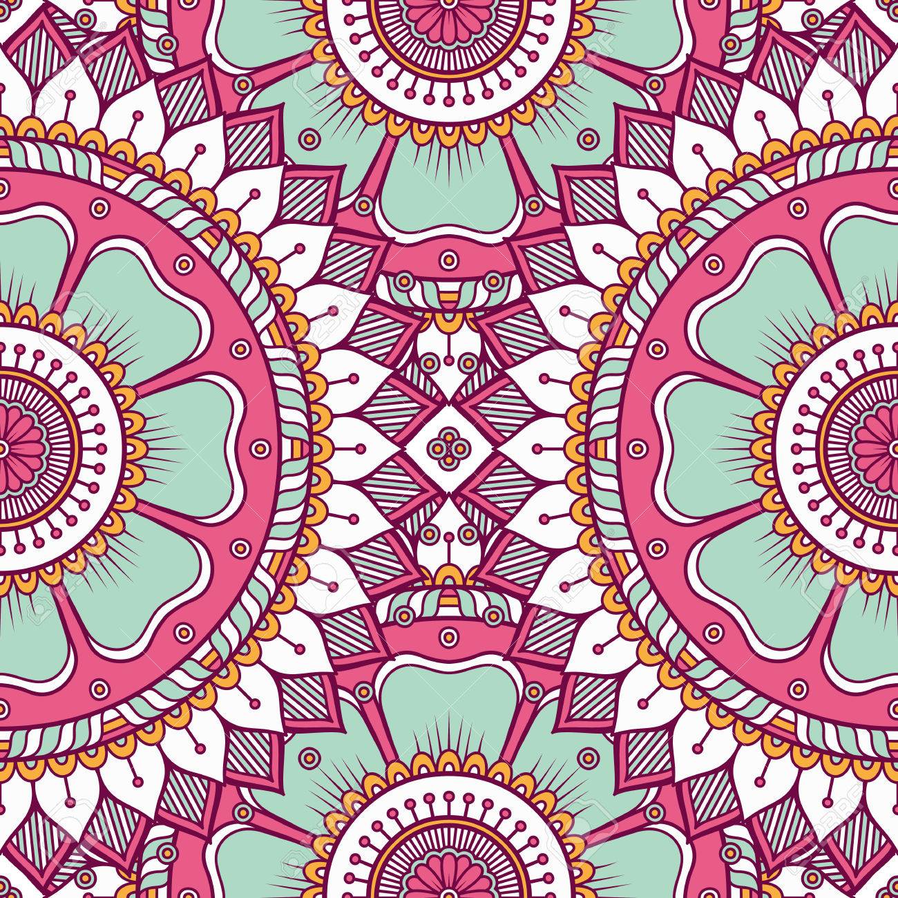 エスニック花柄シームレス パターン 抽象的な装飾的なパターンのイラスト素材 ベクタ Image エスニック花柄シームレス パターン 抽象的な装飾的なパターンのイラスト素材 ベクタ Image