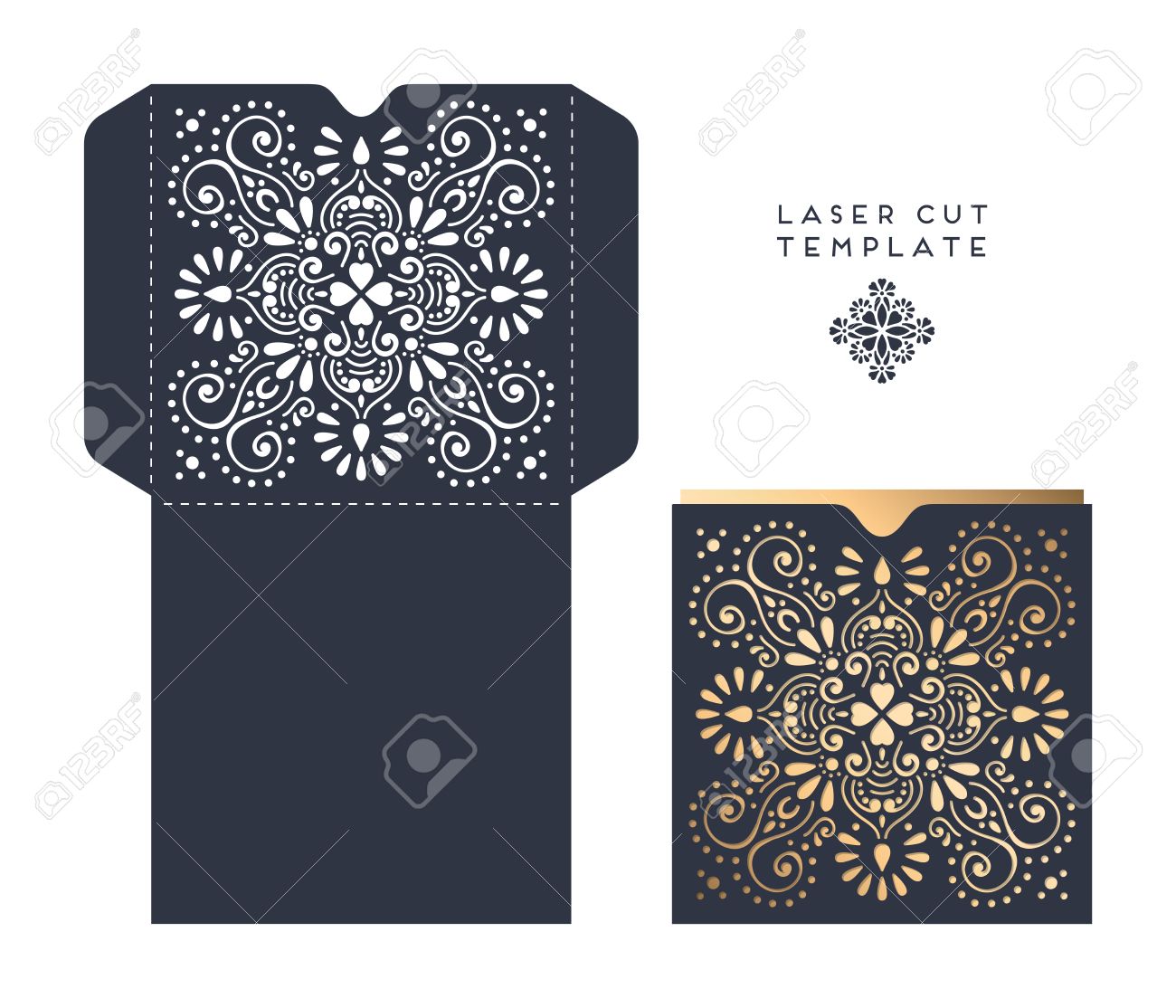 laser cut template envelope wedding card invitation royalty free
