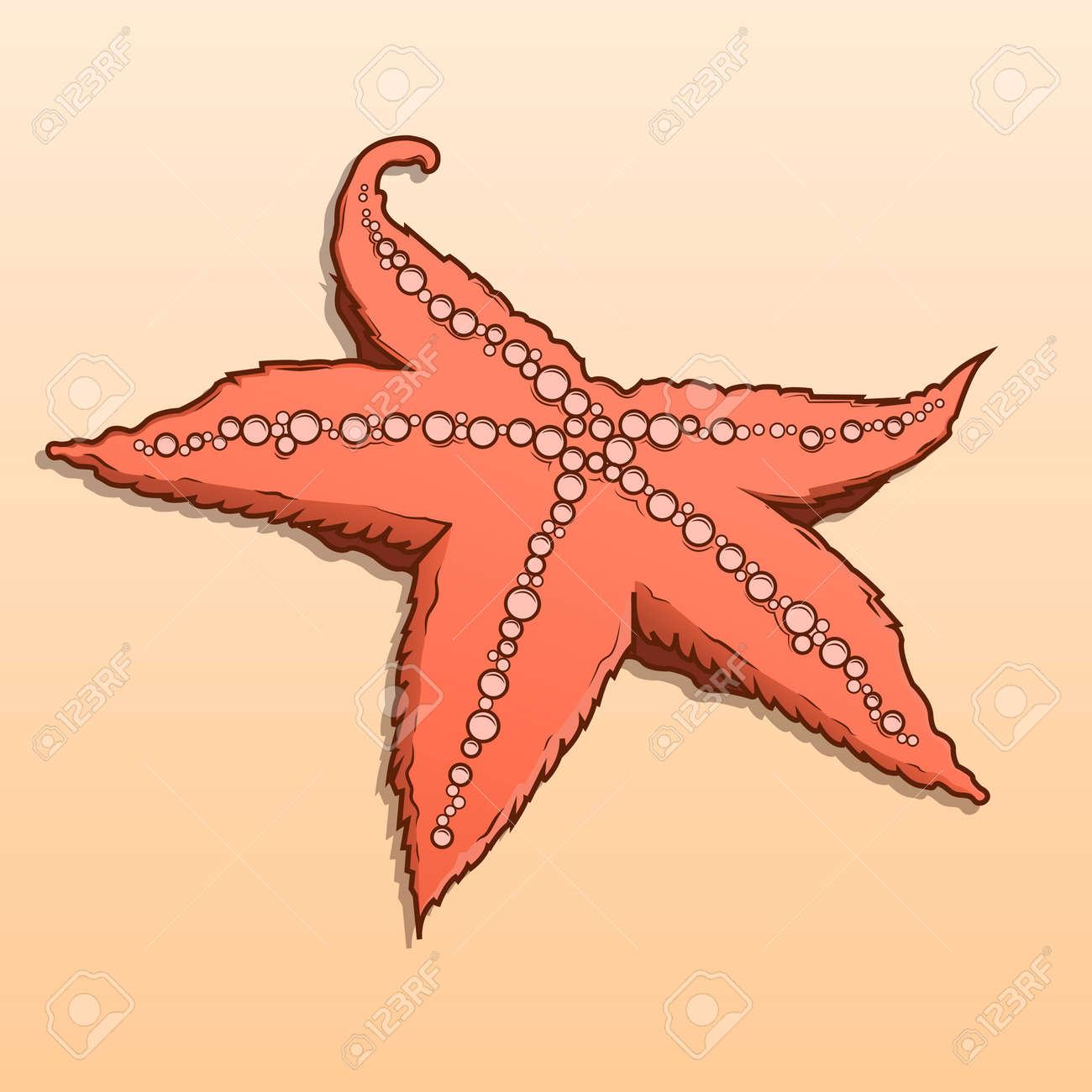 詳細な色のヒトデはベージュ色の背景上に分離されて Seastar ベクトル イラスト のイラスト素材 ベクタ Image