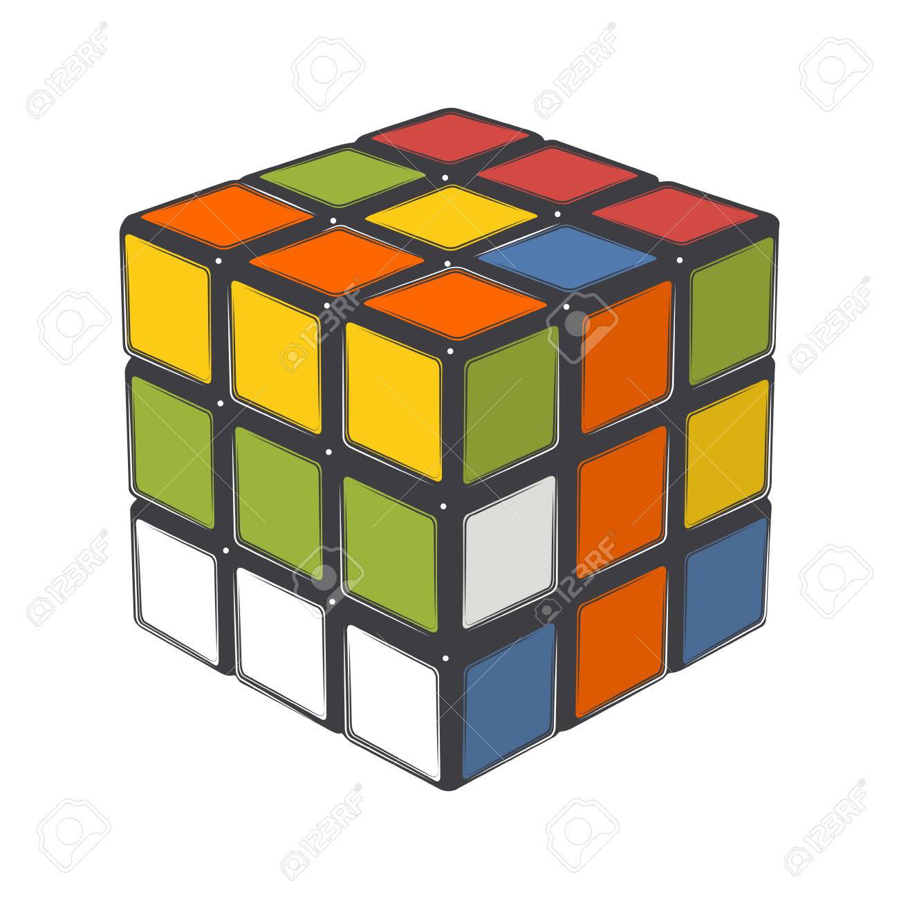 Rubik S Cube Isolated On A White Background Color Line Art Modern Design Vector Illustration Stock Photo Picture And Royalty Free Image Image 31008391