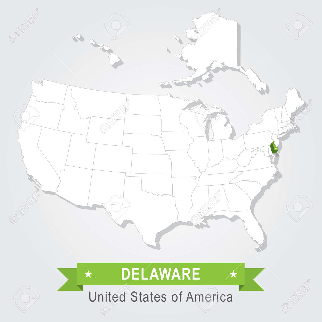 델라웨어 주. 미국 관리지도입니다. 로열티 무료 사진, 그림, 이미지 그리고 스톡포토그래피. Image 51686236