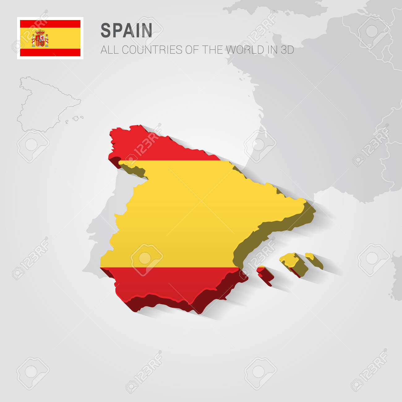 spain and neighboring countries europe administrative map stock vector 66728352