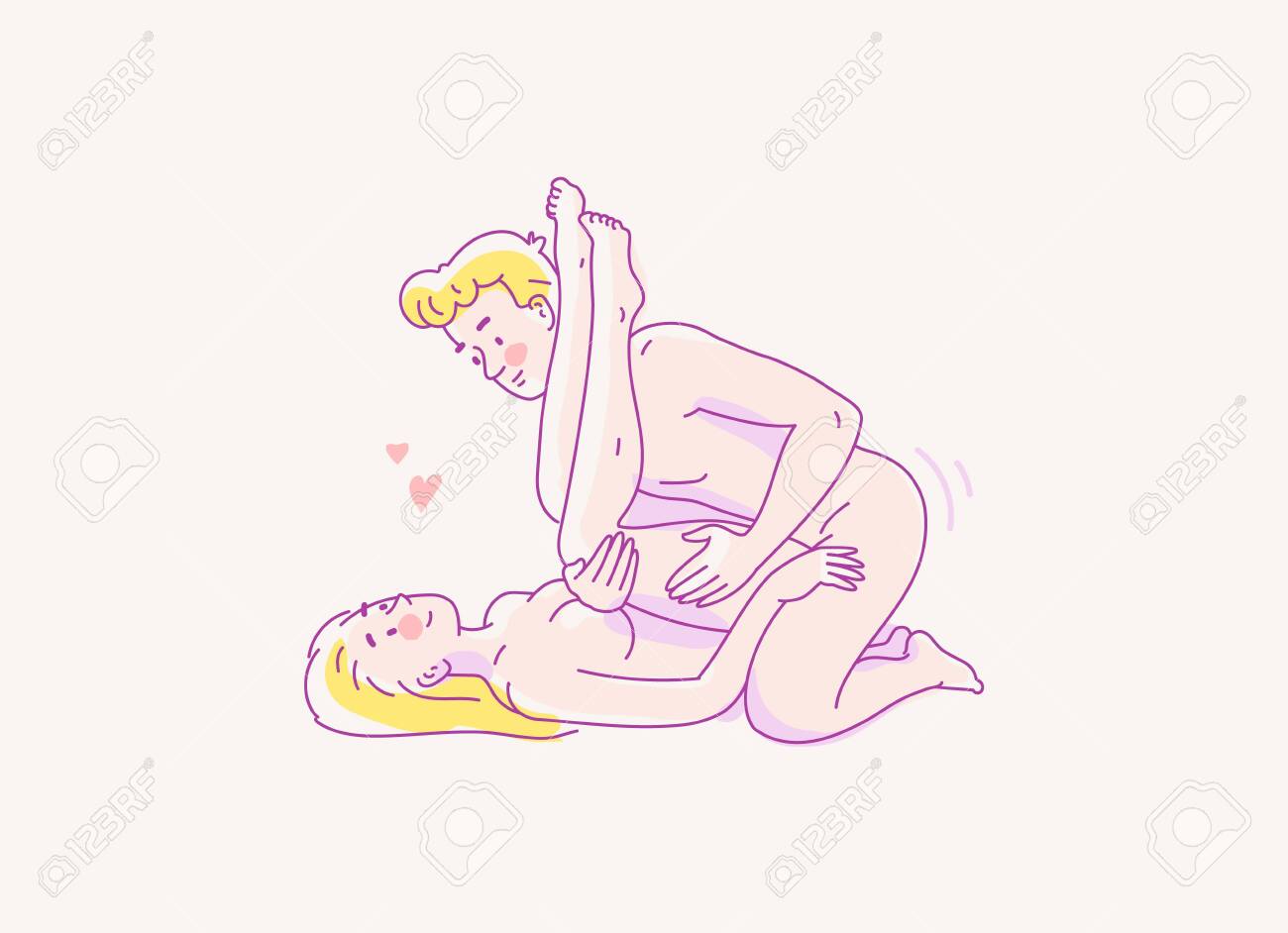 カーマスートラのセックス体位。下から女性の上に男。線ベクトルイラスト-02のイラスト素材・ベクター Image 150618471