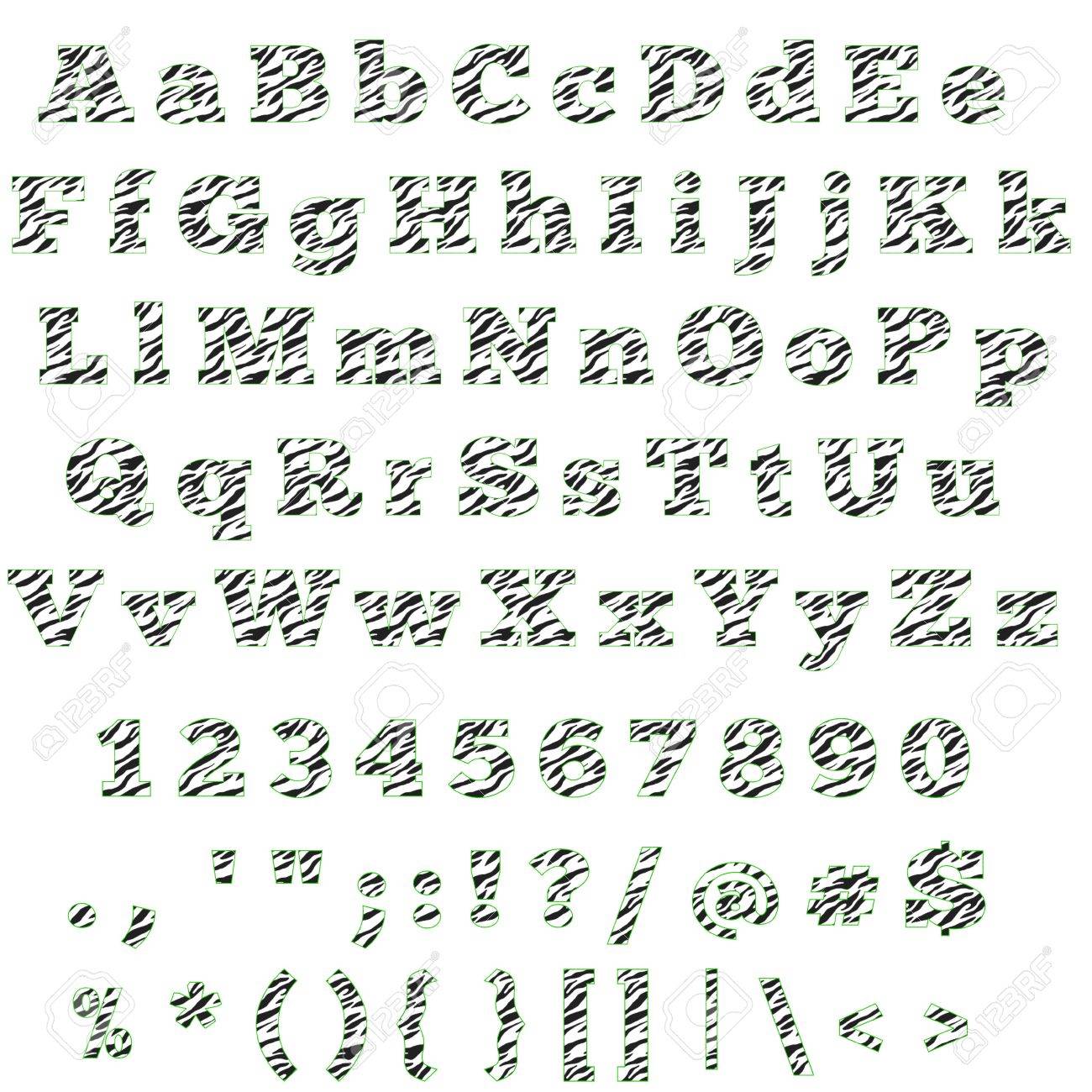 Zebra & Lime Alphabet Letters Numbers & Symbols Stock Zebra & Lime Alphabet Letters Numbers & Symbols Stock