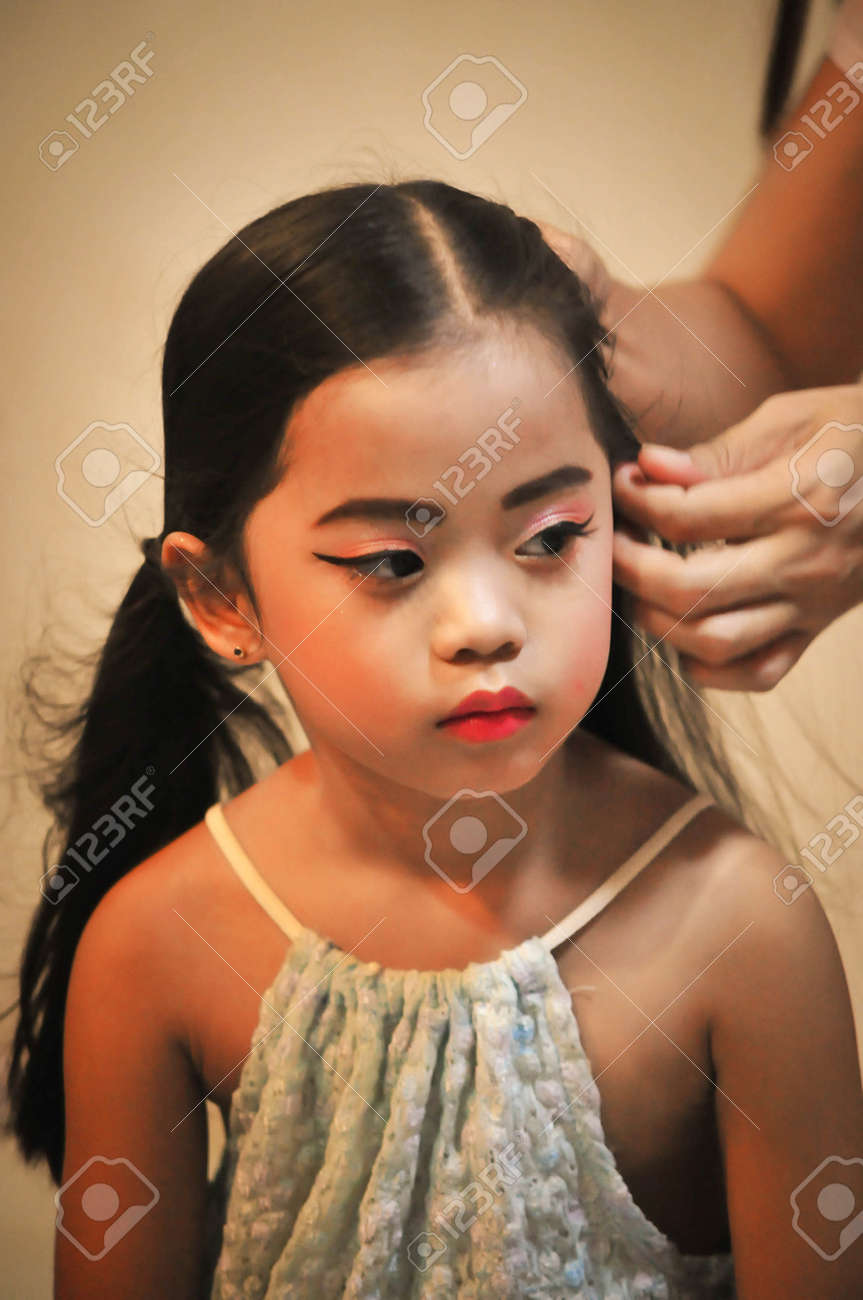 Little Girls Character Creation Set Icons With Different Types