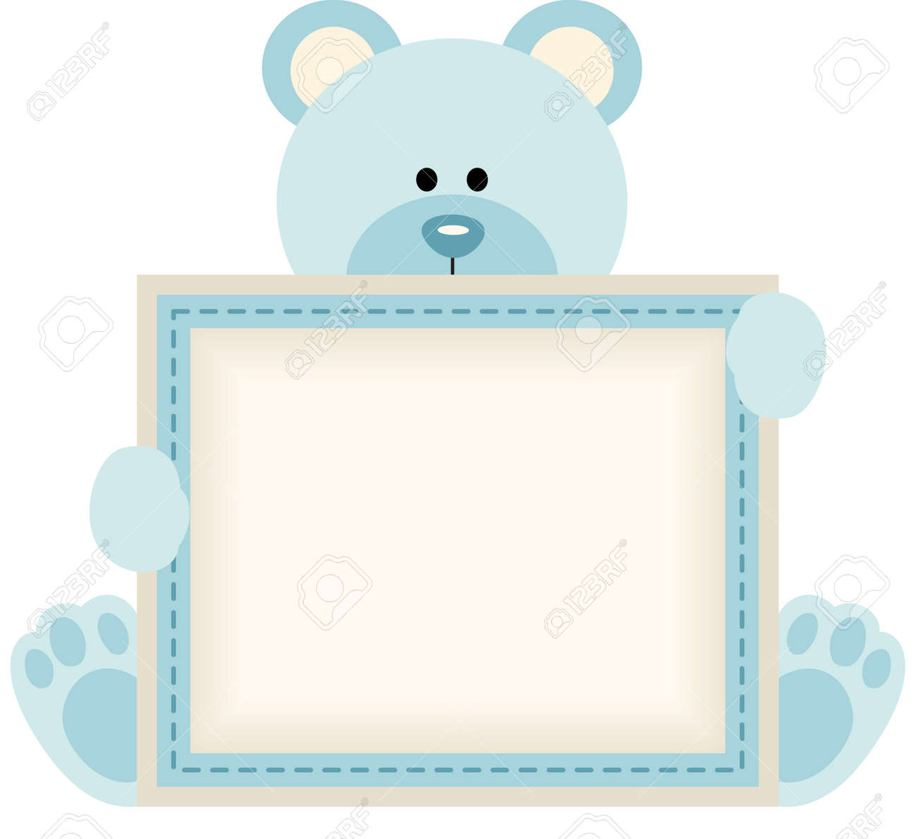 Cute teddy bear holding blank sign for baby boy announcement - 35688236 Cute teddy bear holding blank sign for baby boy announcement - 35688236