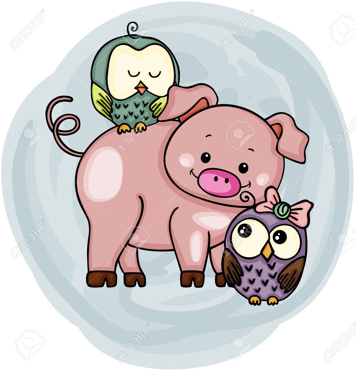 フクロウのかわいいブタ のイラスト素材 ベクタ Image フクロウのかわいいブタ のイラスト素材 ベクタ Image