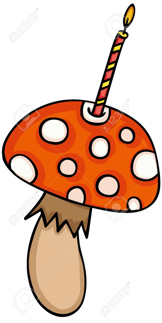 誕生日の蝋燭をもつキノコします のイラスト素材 ベクタ Image 誕生日の蝋燭をもつキノコします のイラスト素材 ベクタ Image