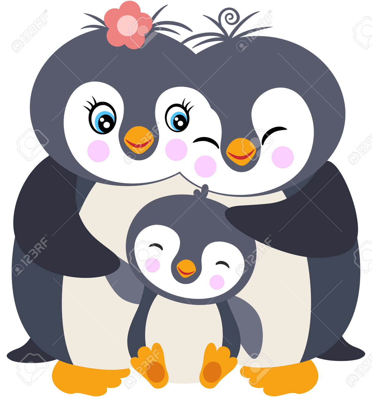 Funny Penguin Family With Mum Dad And Baby Penguin Royalty Free Cliparts Vectors And Stock Illustration Image