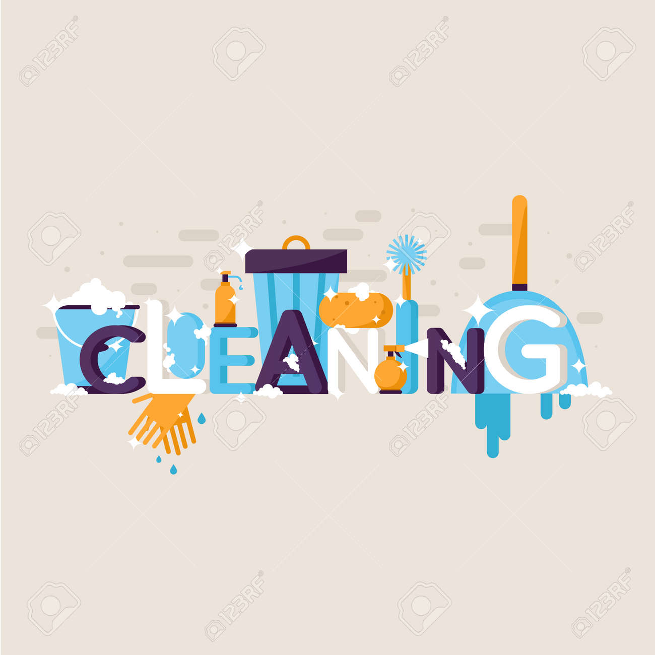 cleaning services typographic poster banner flat design vector design cleaning services